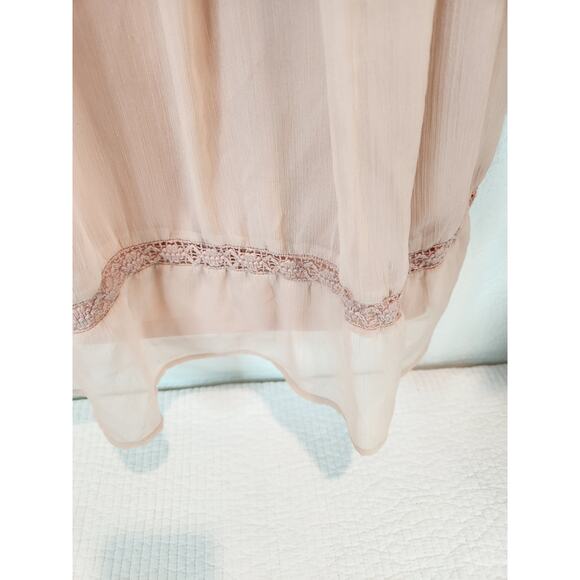 Vero Moda Modura Boho Lace Dress S Beige Long Sleeve Sheer Romantic Flowy chic - Picture 5 of 8